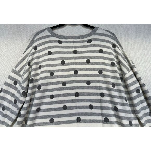 Lane Bryant Womens Striped Polka Dot Sweater 14/16 Gray & White Soft - Picture 13 of 13